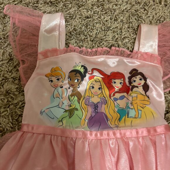Disney Princess Nightgown 3T Pink Tulle  Ariel Tiana Belle Cinderella Rapunzel - Picture 2 of 3